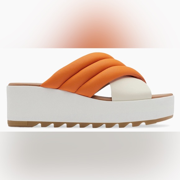 Sorel Shoes - Sorel Cameron Puff Leather Wedge Slide Sandals Womens Size 7